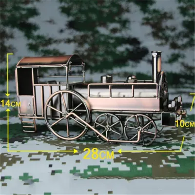 Desktop Art Statue Retro Iron Art Locomotive Model, Nostalgia Vintage Train Crafts